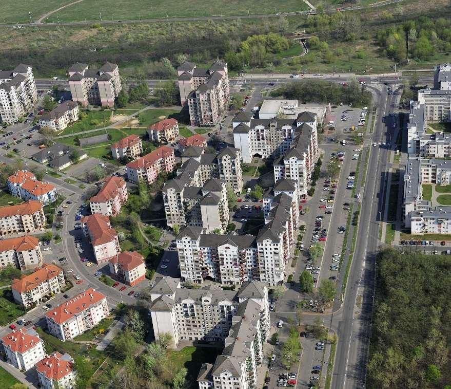 Káposztásmegyer II. lakótelep légifotó Fotó: Újpest Média A lakótelepen a lakótömbök egységes szerkezetűek, kisebb egységként kezelendőek.