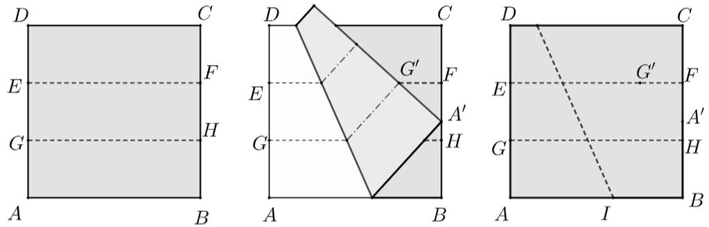 Jelölje F = s IH (F ) és A = s IH (A), ahol F AE, valamint A GG, azaz F az F pont és A az A pont szimmetrikusa az IH egyenesre nézve. Ekkor belátható, hogy BAA = 3 BAE.