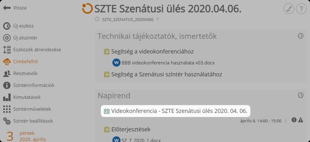 BBB videokonferencia használata Belépés létező konferenciára A BBB videokonferencia az adott Coospace színtérben létrehozott jelenléti alkalomból indítható