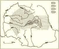 2. ábra. Kései neolitikum és rézkor. 1. Petreşti-kultúra; 2. Cucuteni Erősdkultúra; 3. Tiszapolgár-, Bodrogkeresztúr-kultúra; 4. Cernavoda III.-kultúra. Noha majdnem azonos környezetből származik ez a népesség, mint a Cernavoda III-kultúra népe, edényművessége egészen más.