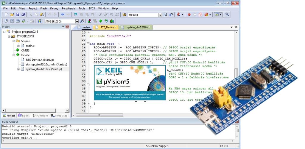 STM32 mikrovezérlők programozása ARM Keil