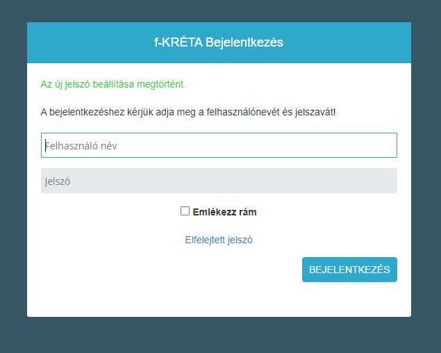 új jelszó létrehozását kezdeményezni az Elfelejtett jelszó linkre kattintva.