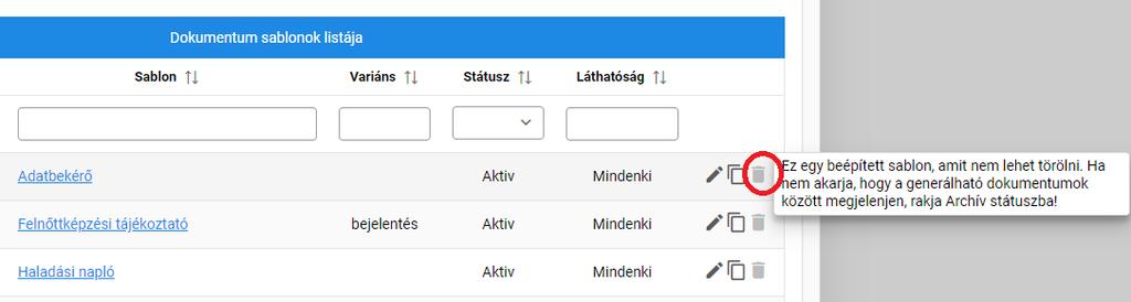55. ábra. Dokumentumsablonok kezelése 4.1.