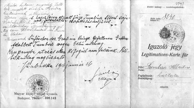 Tumbász Albert István hősi halált halt