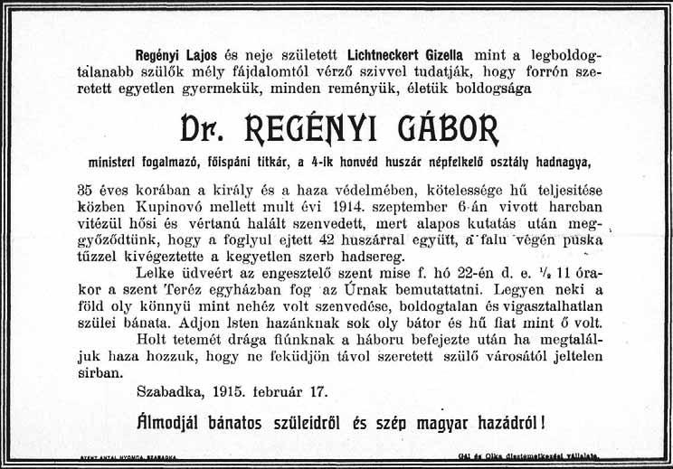 (Történelmi Levéltár, Szabadka) Dr.