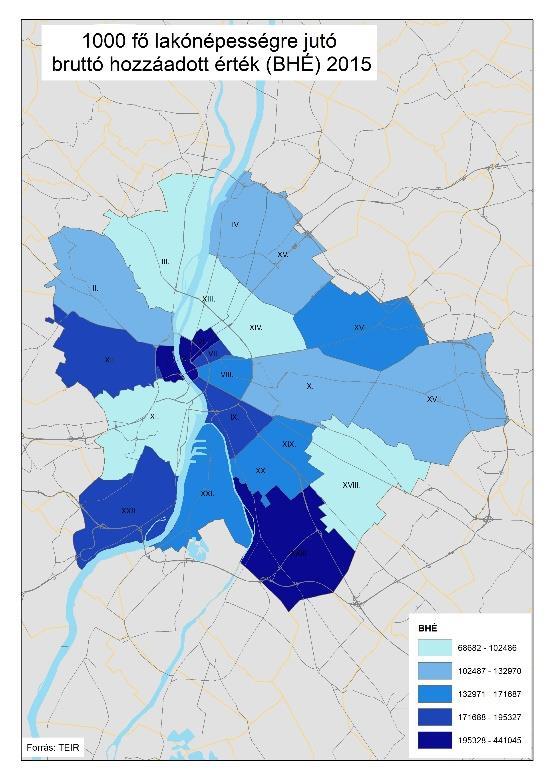 Józsefvárosban a 2017 évi adatok szerint, a budapestinél (233/1000fő) valamivel sűrűbb a vállalkozássűrűség (242/1000fő), amely értékkel 9 kerület előzi meg.