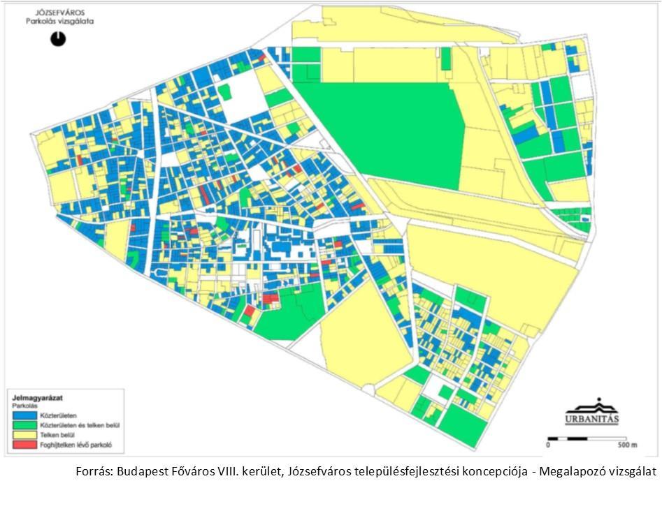 közterületi parkolóhelyeknek igen fontos szerep jut. A városközpont felé eső várakozási övezetben a közterületek a nappali és az éjjeli időszakban is telítettek a parkolók.