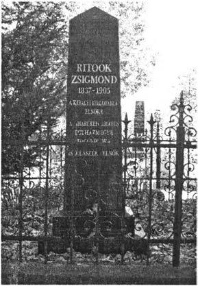Ritoók Zsigmond síremléke Felirata: RITOÓK ZSIGMOND 1837