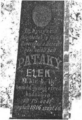 Doberdónál a Hazáért h si halált halt PATAKY ELEK M.