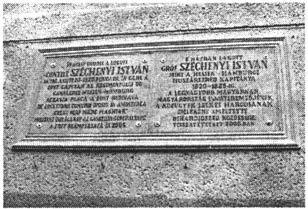 1958-ban verték le, a kommunista diktatúra idején. Valójában Széchenyi három alkalommal tartózkodott, hosszabbrövidebb ideig Diószegen. 1820. december 16-án, apja halálhírére hamar távozott.