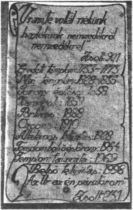 Világháborús emléktábla A református templom falán, a