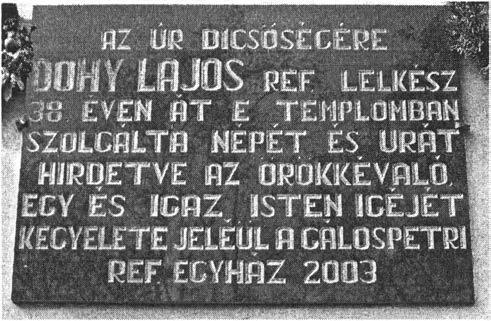 Felirata: AZ ÚR DICS SÉGÉRE DOHY LAJOS REF.