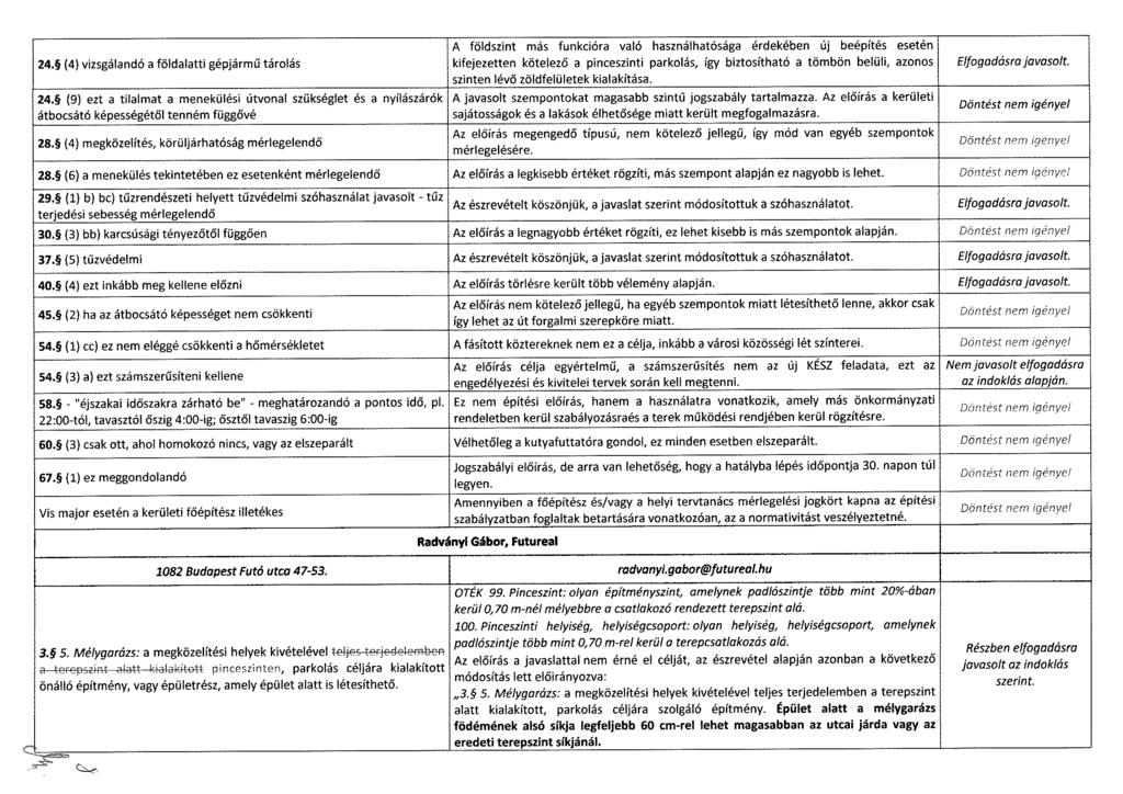 24. (4) vizsgálandó a földalatti gépjármű tárolás 24. (9) ezt a tilalmat a menekülési útvonal szükséglet és a nyílászárók átbocsátó képességétől tenném függővé 28.