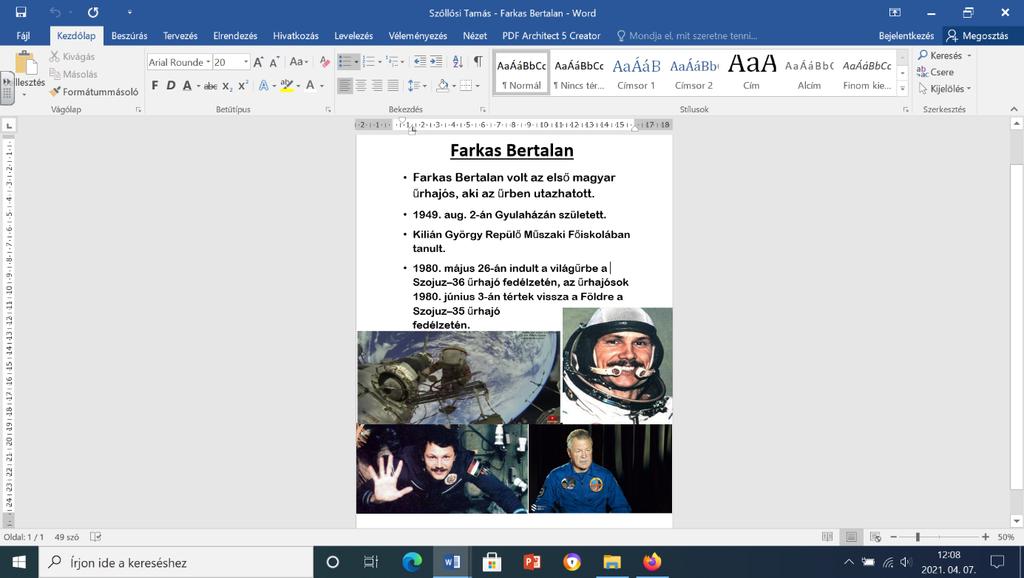 feladatot csináltak a Holdról, a Holdra szállásról, a Hold és a Föld összehasonlításáról, a Mars Tudományos