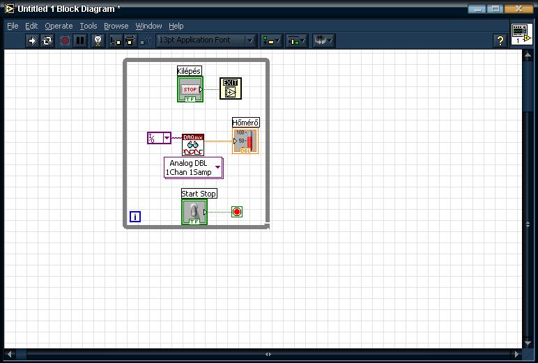 1.2.4.2.2 Virtuális műszer programozás A LabView egy grafikus programozási nyelv, ami kifejezetten mérési és automatizálási feladatok programozásához készült.