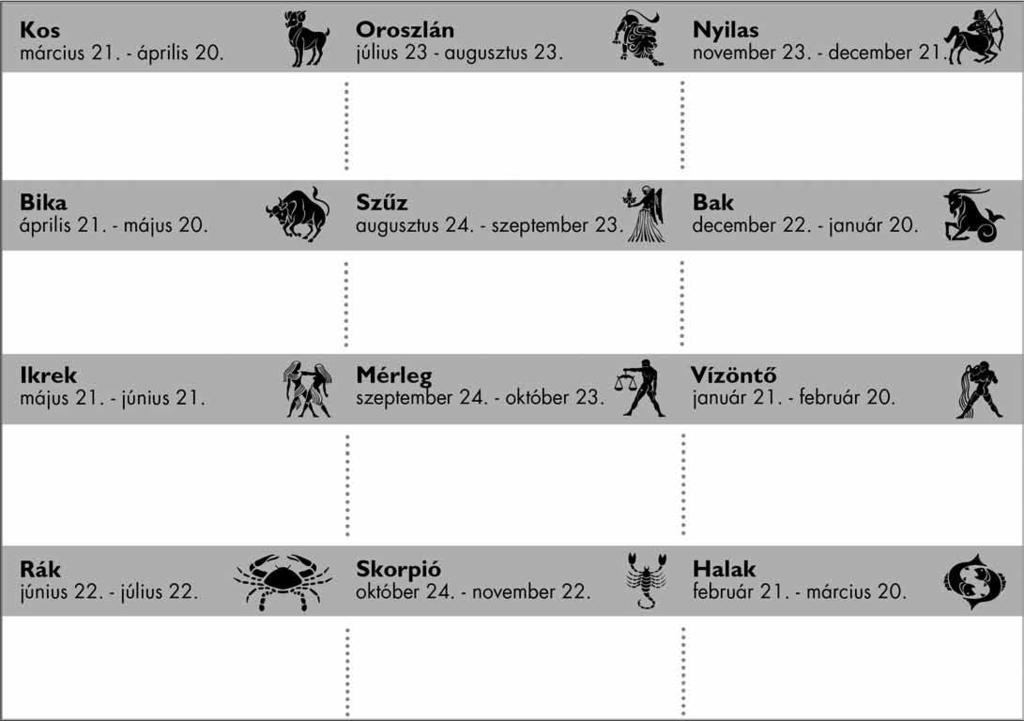 horoszkóp - közérdekű Tavasszal pozitív változás várható: esetleg elõléptetés, de anyagi téren is jó idõszak következik.