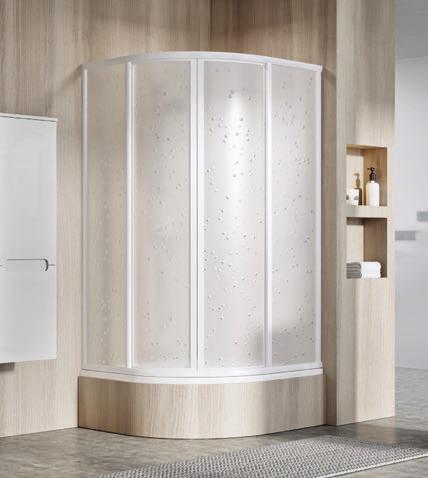 Negyedköríves zuhanykabinok SKCP4 - négyrészes, negyedköríves, elcsúsztatható zuhanykabin A legnépszerűbb