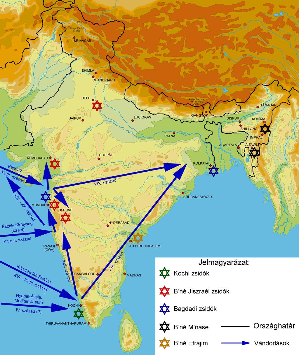 Zagyi Nándor: A judaizmus múltja és jelene Indiában Modern Geográfia, 2009. 4. szám, http://www.moderngeografia.