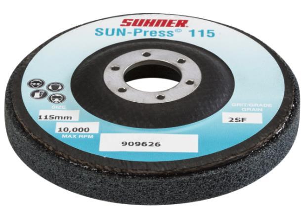 SUN-PRESS préselt korongok csiszol és políroz préselt Scotch-Brite 3 elérhető keménység tökéletesen megtartja az alakját kifejezetten rozsdamentes acélhoz,