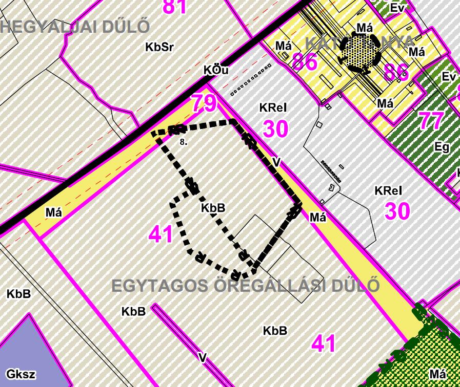 77. módosítási terület A tervezett módosítás érinti Pereg Úrhegy, nyilvántartásban nem szereplő régészeti lelőhely területét.