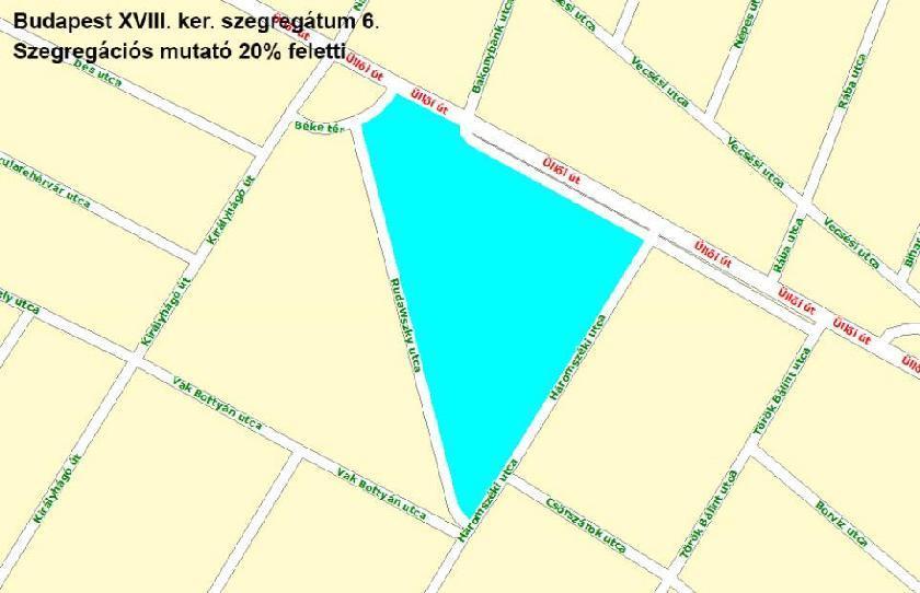 A terület szegregációs mutatója 22,6%. 14. ábra 3. szegregációval veszélyeztetett terület Forrás: KSH, Budapest XVIII. Kerület Pestszentlőrinc Pestszentimre TFK ITS, 2015 4.