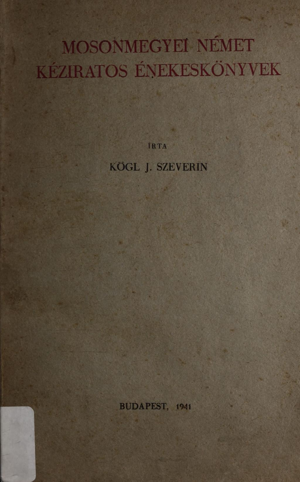 MOSONMEGYEÎ NÉMET KÉZIRATOS