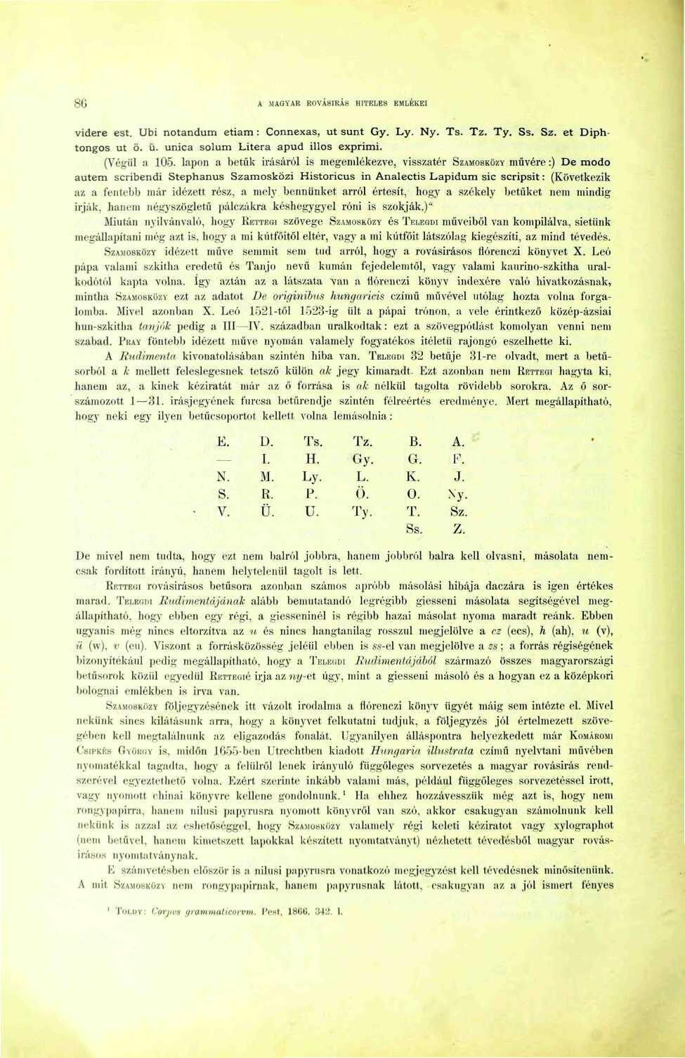 80 A MAGYAR ROVÁ8IRÁ8 HITELES EMLÉKEI videre est. Ubi notandum etiam : Connexas, üt sünt Gy. Ly. Ny. Ts. Tz. Ty. Ss. Sz. ét Diphtongos üt ö. ü. unica solum Litera apud illos exprimi. (Végül a 05.