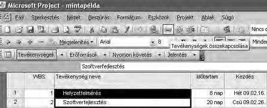 kattintva létrejön a kapcsolat, ami a Megelőzők oszlopba is bekerül.
