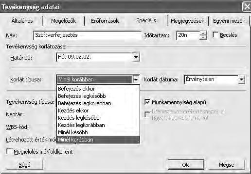 ábra Tevékenység adatai