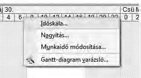 ábra Gantt diagram sáv formázása Az ablak jobb oldalán található dátumokra duplát kattintva vagy jobb
