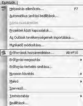 tevékenységhez hozzárendeltük az erőforrást, akkor dupla kattintással a