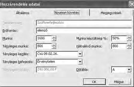 Munka készültségi % mezőt 50%-ra beállítani. 118.