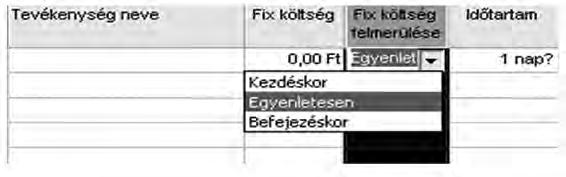 4.7.2. Fix költségek Ha szükséges egyszeri költség megadása a tevékenységekhez, akkor a Ganttdiagram nézetben új oszlopot beszúrva a Fix költségre kattintva adhatjuk meg.