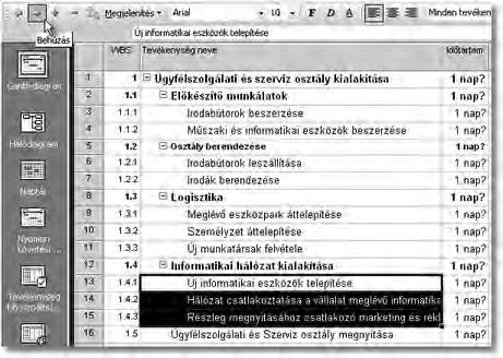 Szúrjunk be új oszlopot Gantt-diagram nézetben! (3.