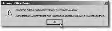 A tevékenység kezdete így kapcsolat nélkül viszszaugrik a projekt kezdődátumára.