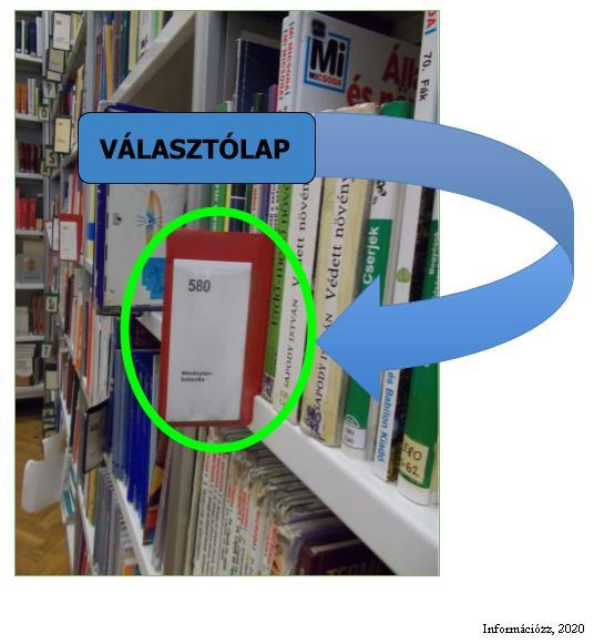 Színkódok 85. ábra: Választólap könyvtári szabadpolcon forrás: a szerző saját fotója A színek is segíthetnek a rend kialakításában, fenntartásában. A dokumentumra ragasztott színjel (pl.