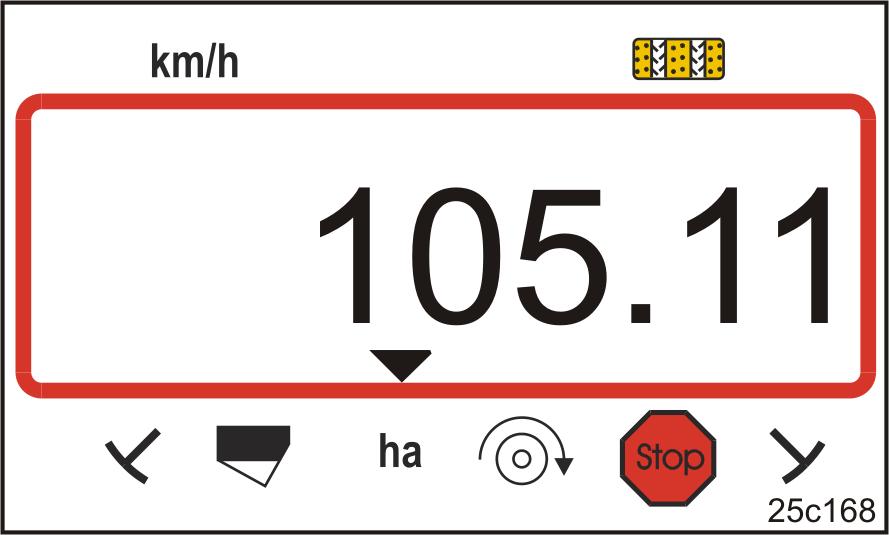 A részterület tároló 0 [ha]-ra áll. 3. Nyomja meg a(z) gombot Vissza a munkakijelzőre (26. ábra). 7.2.3 Összterület kijelzése 1.