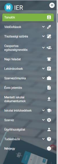 3.2.2.3 eválogatott tanulók listáján léptetés az egyes funkciókból