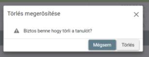 A kuka ikonra kattintva megerősítő kérdés után a tanuló adata törlésre kerül. 3.4.1.
