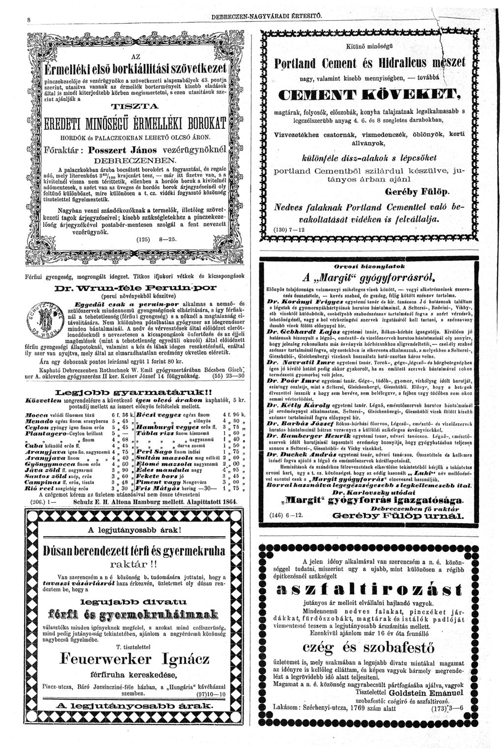 DEBRECZEN-NAGYVÁRADI ÉRTESÍTŐ. borkiállitási szövetkezet piczekezelője és vezérügyöke a szövetkezeti alapszabályok 43.