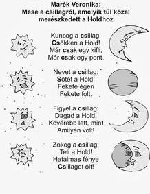 Üstökösök szelik kasul, nincsen benne fölül-alul, meteorok záporoznak, holdak szédült táncot ropnak! Találós kérdés: Mikor fekszel, ő akkor kél. Egyszer egész, máskor csak fél.