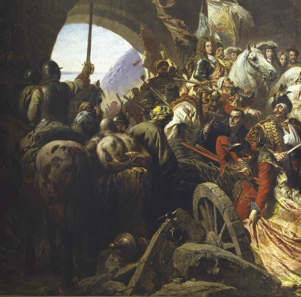 Budavár visszavétele (sematikus rajz a Képen ábrázolt személyekről), 1896 KÖrül Tus, toll, 421x797 mm Budavár visszavétele 1686-ban, 1896 Olaj, vászon, 705x356 cm 1886-ban ünnepelte a főváros és a