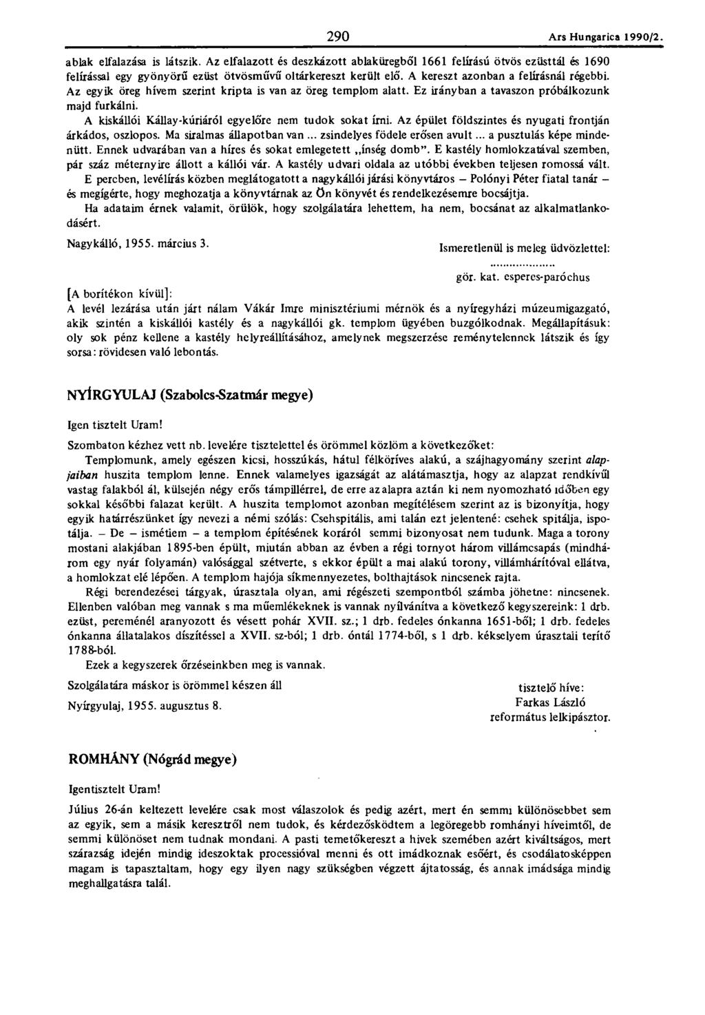 290 Ars Hungaric?. 1990/2. 290 ablak elfalazása is látszik.
