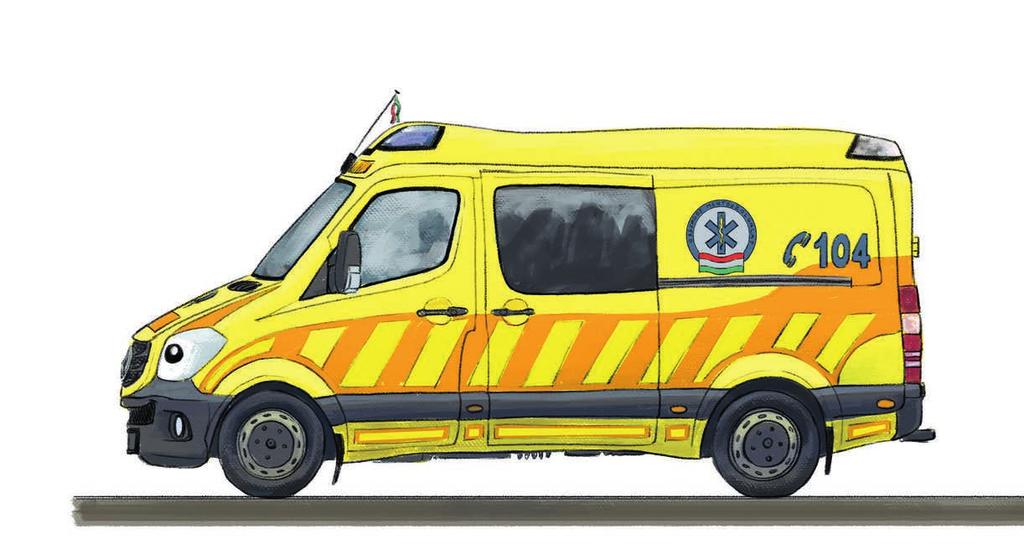 Bernát egy Mercedes Sprinter típusú gépkocsi. A színe sárga. Bizony, valaha fehérek voltak a mentőautók, de Bernát egészen fiatal, és az új autók már mind citromsárgák.