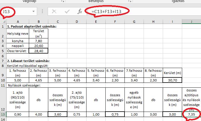 62. ábra Excel táblázat felépítése Minden művelet elvégzése előtt abba a cellába kattintunk, ahol meg