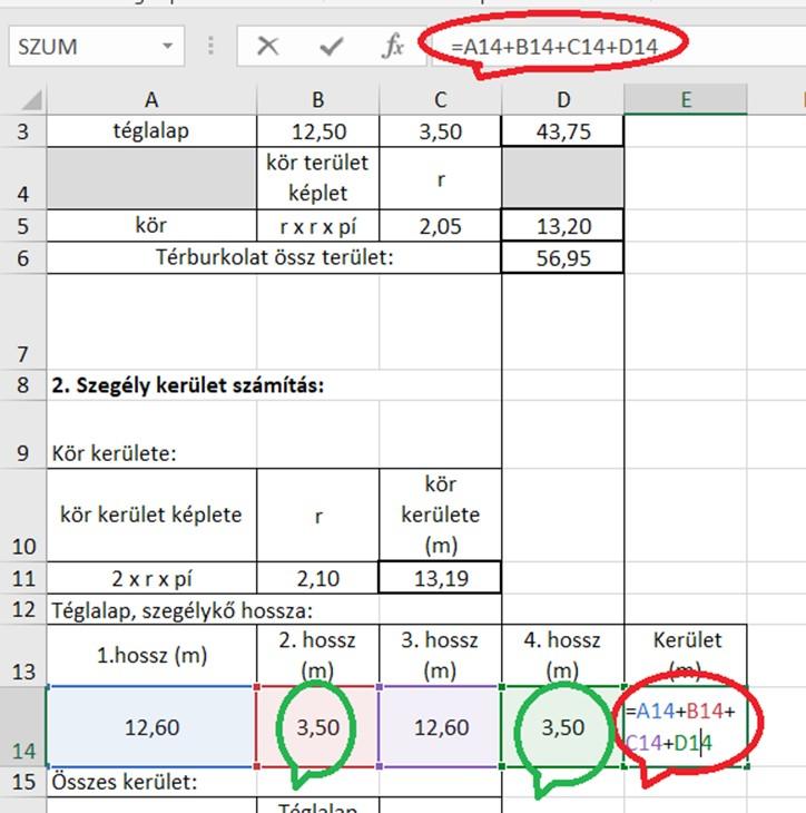 oldal már a két szegélykő között helyezkedik el, így le kell vonni a teljes hosszból a 2 x 5 = 10 cm-t!