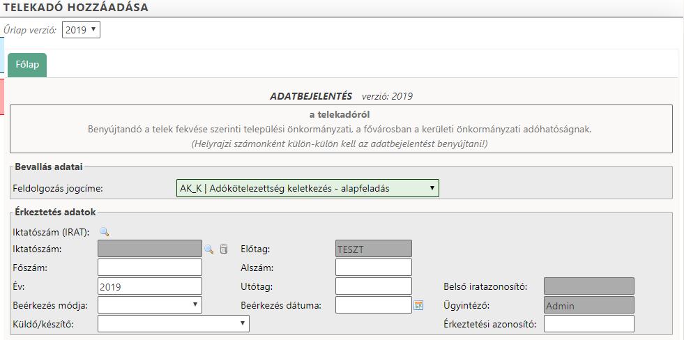 1.3 Iktatott adatbejelentések (bevallások) listázása az IRAT szakrendszerből Az