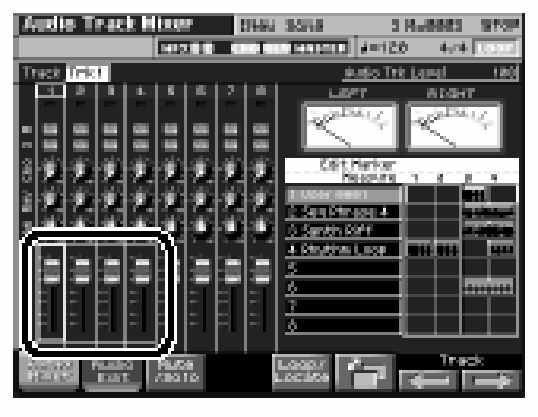 Audio sávok használata Audio Track Mixer 2 Kijelzések a Mixer képerny n Paraméter Solo Switch A meghatározott sávot játsza le. Érték KI, BE Mute Switch A meghatározott sávot elnémítja.