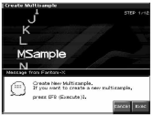 A user mintákból álló multisample-k a User memóriába, a kártya mintákból állók pedig a Memória kártyára menthet k. 6. Nyomja meg az [F8] (WRITE) gombot. Egy üzenet a mentés meger sítését kéri.