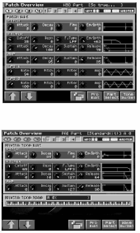 Újonnan hozzáadott Patch Overview képerny Most már a REALTIME CONTROL potméterekkel is szerkeszthet egy patch.